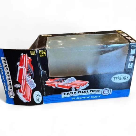 Vintage 1958‎ Chevrolet Impala Model Car 1:24 Scale Red Convertible Testors Easy - Picture 9 of 12